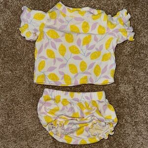Cat & Jack Yellow and Purple Leaf Print Diaper Cover Set